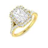 Lab Grown Round & Radiant Cut Diamond Engagement Ring