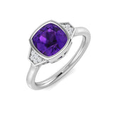 Diamond Beskize Amethyst Ring | 1.5ct | Hallmarked Gold & Platinum