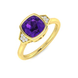 Diamond Beskize Amethyst Ring | 1.5ct | Hallmarked Gold & Platinum