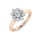 Elegant Floral Diamond Ring – Lab-Grown & Natural Diamonds | 950 Platinum & Gold