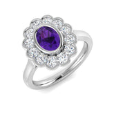 Diamond Berkesey Amethyst Ring | 1.5ct | Hallmarked Gold & Platinum