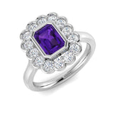 Diamond birseton Amethyst Ring | 1.5ct - 1.75ct