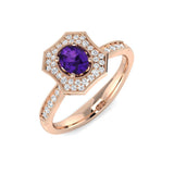 Diamond Abergavenny Amethyst Ring | 0.5ct | Hallmarked Gold & Platinum