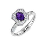 Diamond Abergavenny Amethyst Ring | 0.5ct | Hallmarked Gold & Platinum