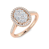 Round Cluster Halo Diamond Ring 0.5ct | UK Hallmarked