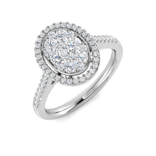 Round Cluster Halo Diamond Ring 0.5ct | UK Hallmarked