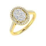 Round Cluster Halo Diamond Ring 0.5ct | UK Hallmarked