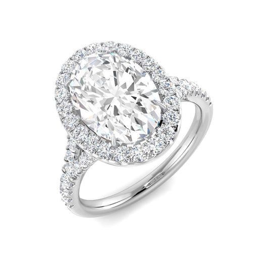 Lab Grown Round & Oval Cut Diamond Halo Engagement Ring