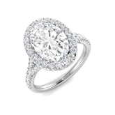 Lab Grown Round & Oval Cut Diamond Halo Engagement Ring