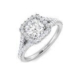 Lab Grown Round Cut Diamond Pave Set Halo Ring