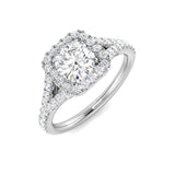 Ring mit Halo-Fassung und Pavé-Fassung aus im Labor gezüchteten, runden Diamanten