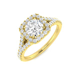 Ring mit Halo-Fassung und Pavé-Fassung aus im Labor gezüchteten, runden Diamanten