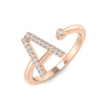 0.11 Carat Round Diamond Micro Pavé & Bezel Letter A Initial Ring