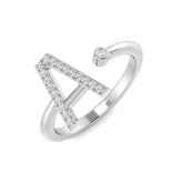 0.11 Carat Round Diamond Micro Pavé & Bezel Letter A Initial Ring