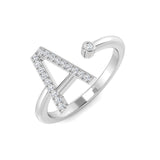 0.11 Carat Round Diamond Micro Pavé & Bezel Letter A Initial Ring