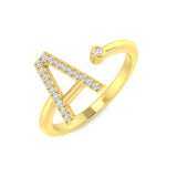 0.11 Carat Round Diamond Micro Pavé & Bezel Letter A Initial Ring