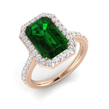 Emerald Cut Halo Diamond Engagement Ring | Gold & Platinum | 1ct - 4.5ct