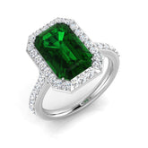 Emerald Cut Halo Diamond Engagement Ring | Gold & Platinum | 1ct - 4.5ct