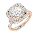 Verlobungsring mit Halo und im Labor gezüchteten, runden Diamanten