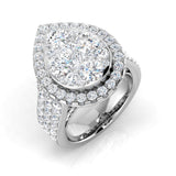 Luxury Cluster Halo Diamond Engagement Ring 3ct | UK Hallmarked