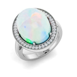 Diamond Brougham Opal Ring | 8ct | Hallmarked Gold & Platinum