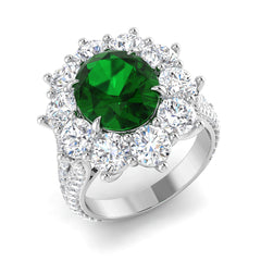 7.60Carat D-E/VS Lab Grown Emerald & Diamond Engagement Ring 950 Platinum Ready To Ship