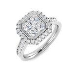 Round Cut Diamond Cluster Engagement Ring