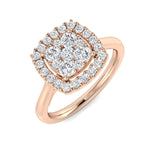 Round Cut Diamond Cluster Engagement Cushion Shape Ring