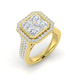 Natural Round Cut Diamond Cluster Engagement Ring