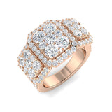 3.5ct Round Halo Cluster Diamond Ring | Pavé Halo Design