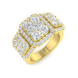 3.5ct Round Halo Cluster Diamond Ring | Pavé Halo Design