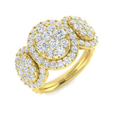 Bague 3 pierres Diamant cultivé en laboratoire 2,00 ct Taille ronde D/VVS .