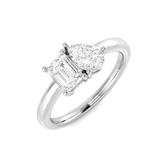 1.00Carat D-E/VS Lab Grown Diamond 2 Stone Wedding Ring 950 Platinum Ready To Ship