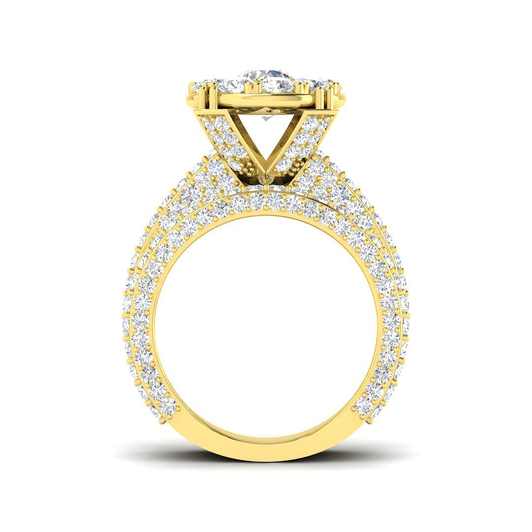 Lab-Created Round Cut Diamond Cluster Engagement Ring