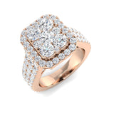 Natural Round Cut Diamond Cluster Engagement Ring