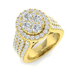 Natural Round Cut Diamond Cluster Engagement Ring