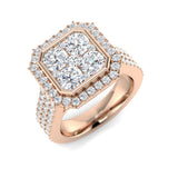 2.75ct Round Cluster Halo Diamond Ring | Pavé Split Shank UK