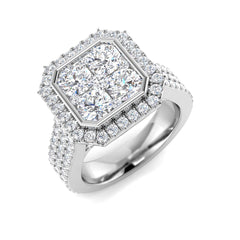 2.90Carat D-E/VS Lab Grown Diamond Cluster Engagement Ring 9k White Gold Ready To Ship