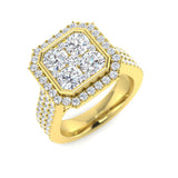 2.75ct Round Cluster Halo Diamond Ring | Pavé Split Shank UK