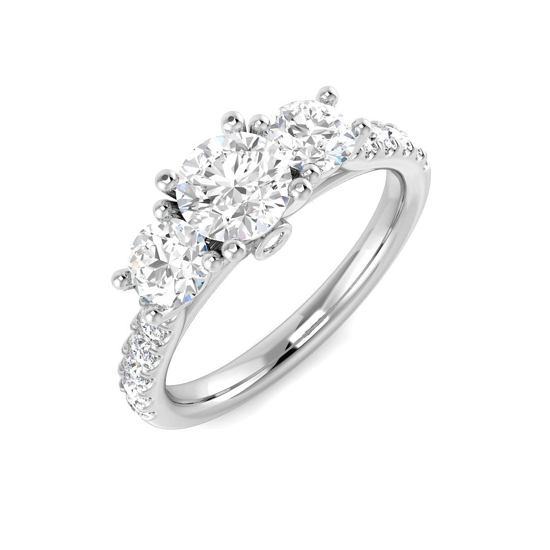 0.70-1.50ct Lab Grown D/VVS Round Cut Diamond 3-Stone Ring.
