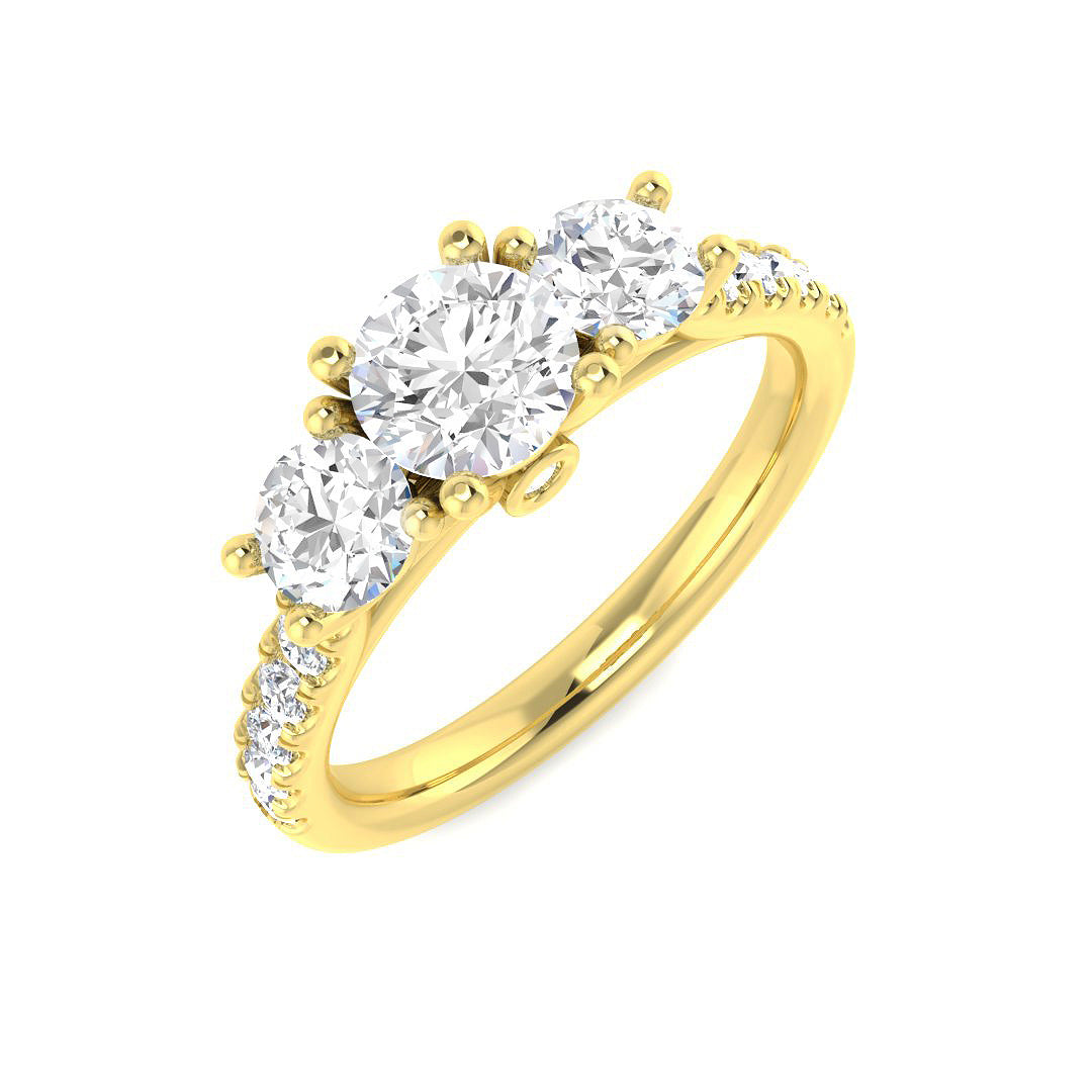 0.70-1.50ct Lab Grown D/VVS Round Cut Diamond 3-Stone Ring.