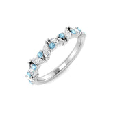 Aquamarine Half Eternity Ring with Marquise Diamonds in White Gold