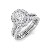 Oval Double Halo Diamond Ring 1ct | UK Hallmarked