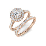 Bague de fiançailles avec halo en diamant rond naturel