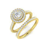 Bague de fiançailles avec halo en diamant rond naturel
