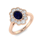 Diamond Farribgbob Blue Sapphire Ring | 1.5ct