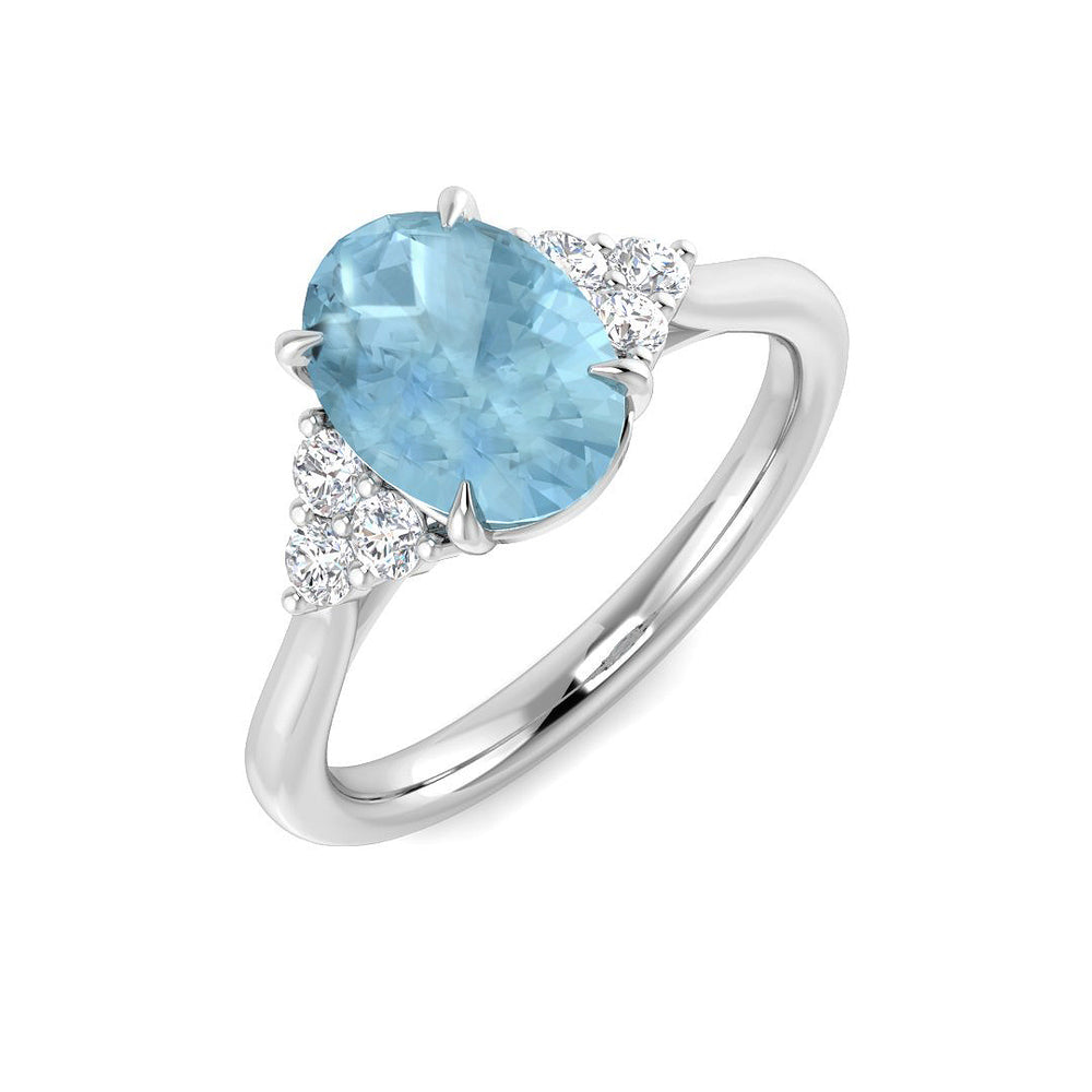 Oval Aquamarine Diamond Ring in White Gold