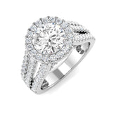 Lab Grown Round Cut Diamond Halo Engagement Ring