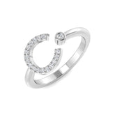 0.11 Carat Round Diamond Micro Pavé & Bezel Letter C Initial Ring