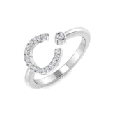 Lab & Natural Diamond Initial Ring “C” | 0.10 Ct | Pave Setting